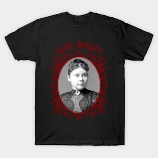 Lizzie Borden Pansy Brooch Portrait Red & Black T-Shirt